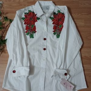 Vintage Klassie Lassie Christmas button down shirt size Large